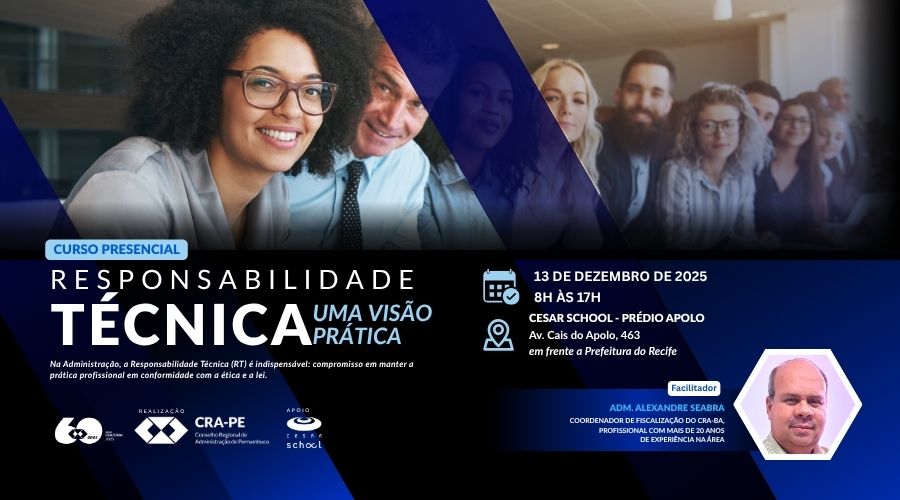 Leia mais sobre o artigo CRA-PE promove 4ª Edição do Curso de Responsabilidade Técnica para Profissionais e Estudantes de Administração